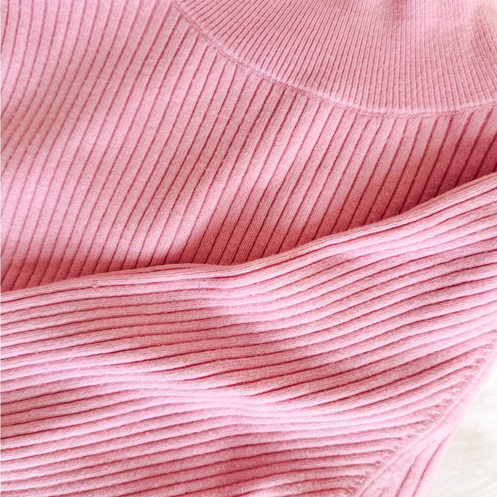 Pink Ribbed Cropped Sweater - Picture 5 of 5